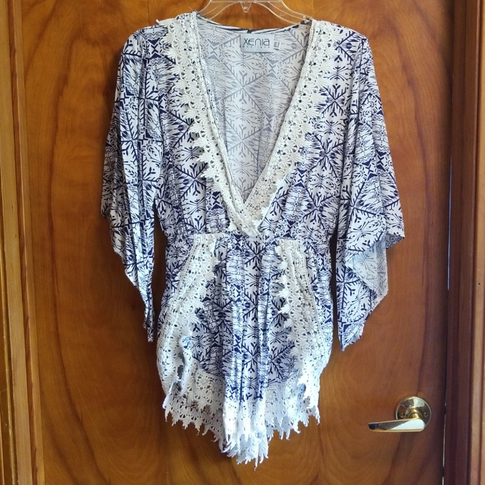 White and blue romper